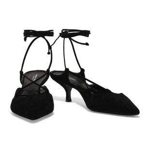 Michael Kors Collection Black Suede Kitten Heels Euro Mules 37 = US 7 New